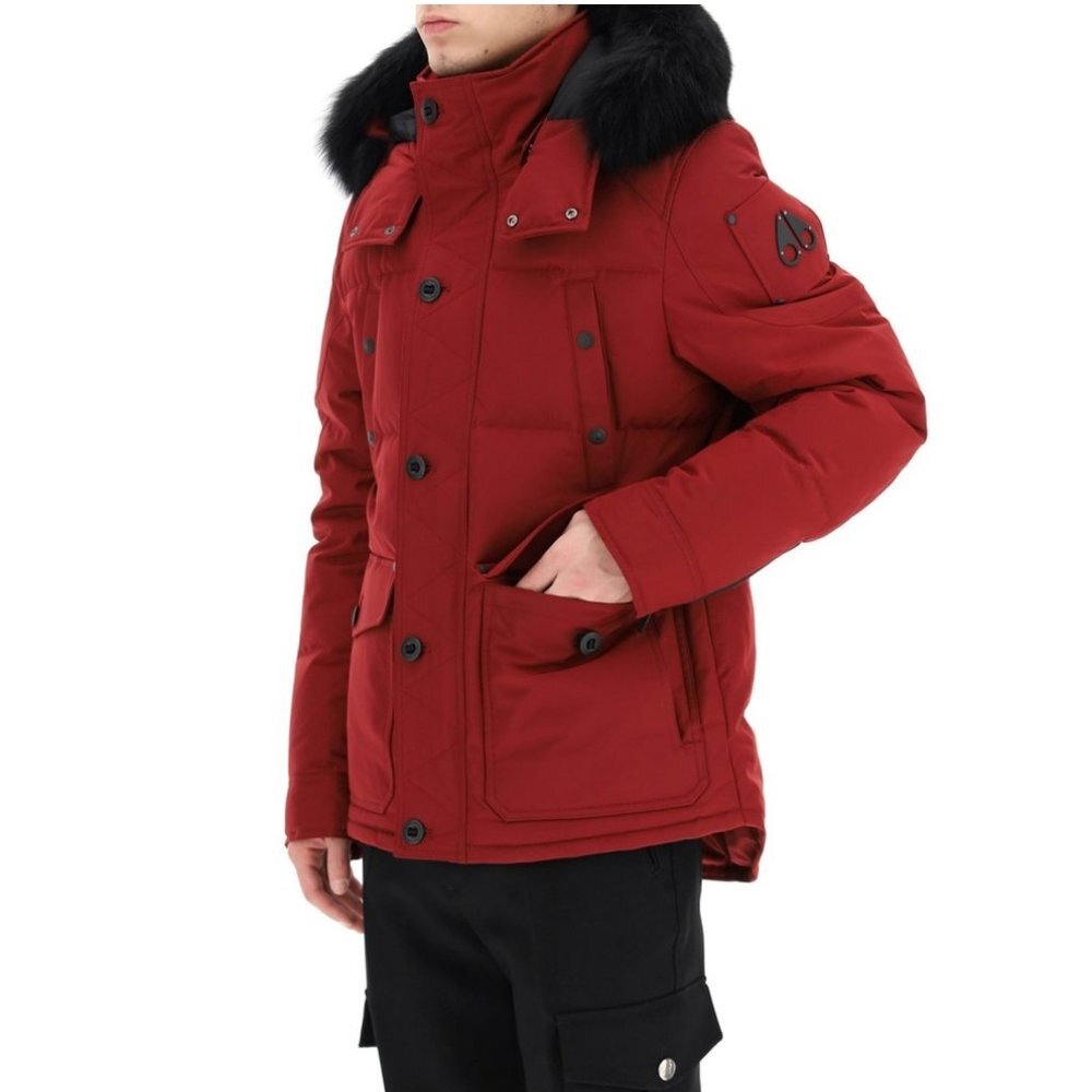 Moose Knuckles Round Island Blue Frost Fox Fur-Trim Down Jacket